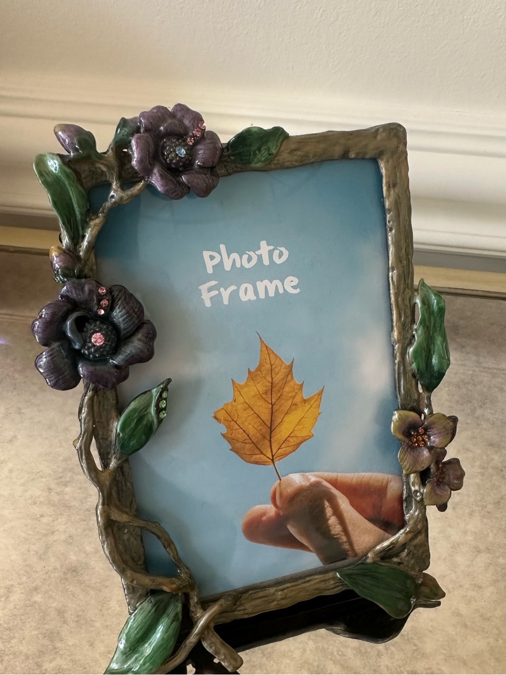 Decorative Floral Photo Frame in Purple and Green -size 4x6